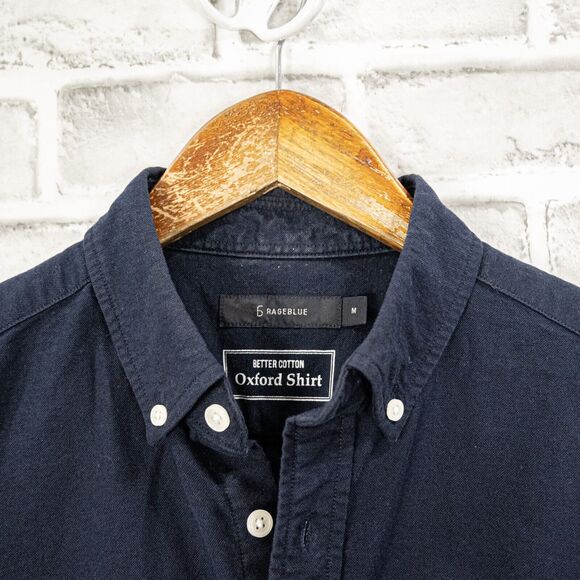 RAGEBLUE Japan Button Down Oxford Shirt Navy Blue Men's M - Picture 3 of 7
